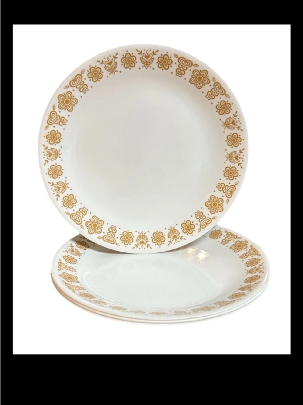 Vintage Corelle Butterfly Gold Dinner Plates Set Of 4 White Gold 10”